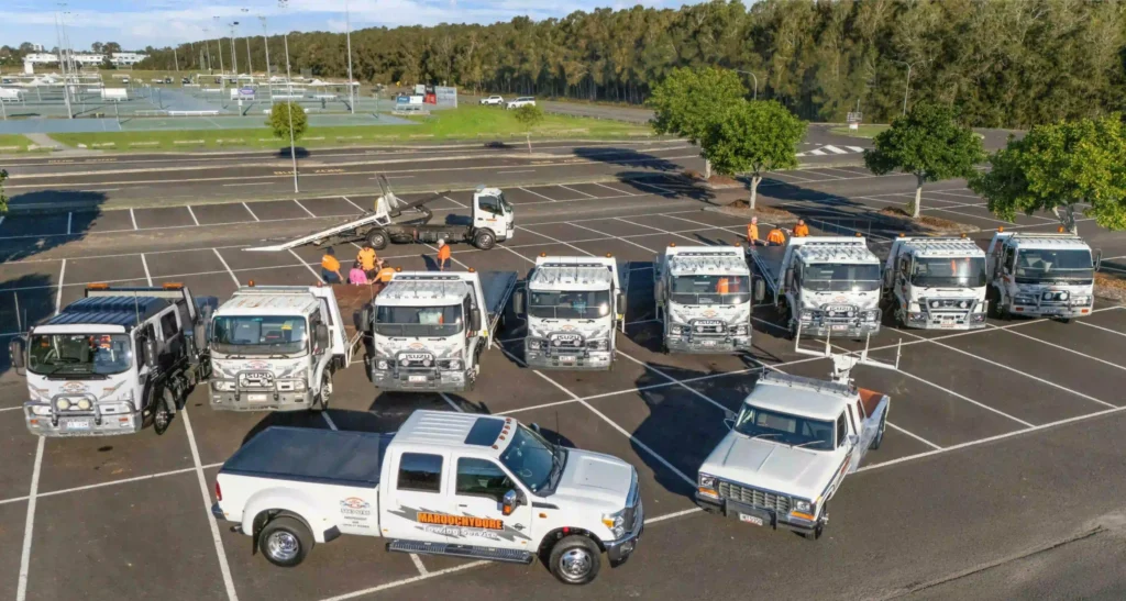 Maroochydore Towing fleet and team ready for all 24 hour towing needs across the Sunshine Coast.